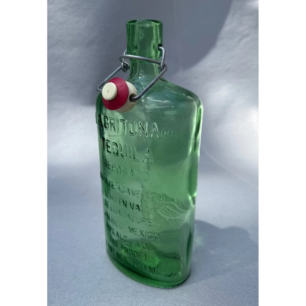 La Gritona Tequila Reposado Empty Bottle 750ml Green Glass Excellent Swing Top